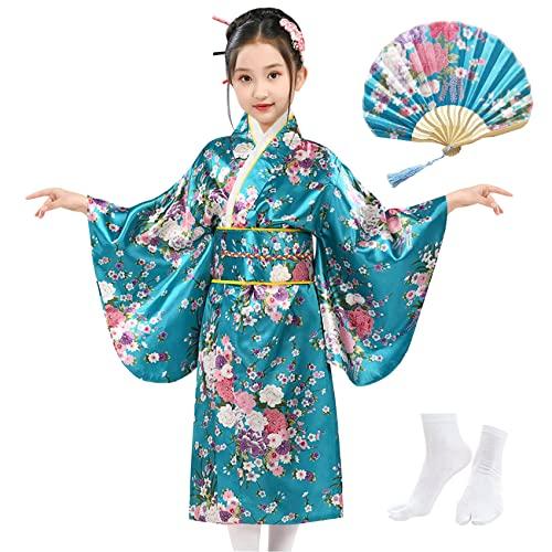 KRUIHAN Kimono Giapponese Bambino Turchese Taglia 150