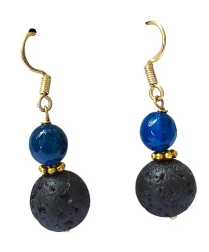 Orecchini Pietra Lavica e Perline, Pendenti Artigianali Siciliani