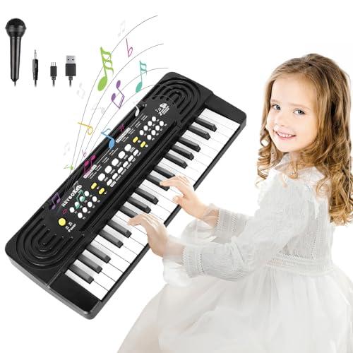 Pianola Elettronica per Bambini con 37 Tasti, Microfono e Funzioni Educative