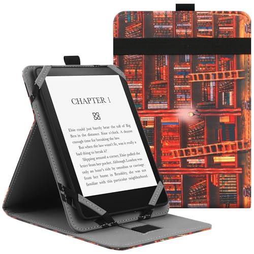Custodia Universale VOVIPO per eReader 6-7 pollici - Motivo Biblioteca