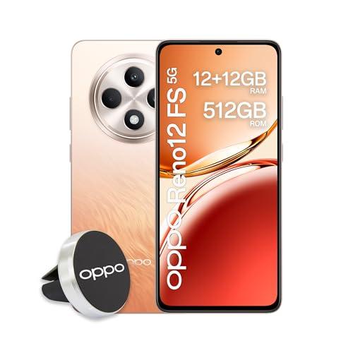 OPPO Reno12 FS 5G AI Smartphone, Tripla fotocamera 50+8+2MP, Selfie 32MP, Display 6.67” 120HZ AMOLED FHD+, 5000mAh, RAM 24GB (12+12) +ROM 512GB, Supporto Auto [Versione Italia], Amber Orange