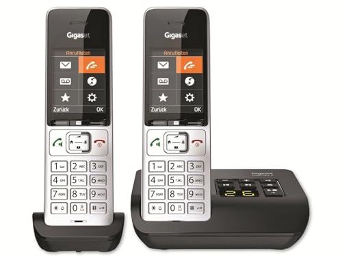 Gigaset COMFORT 500A Duo - Telefono Cordless DECT con Segreteria Telefonica, Argento/Nero