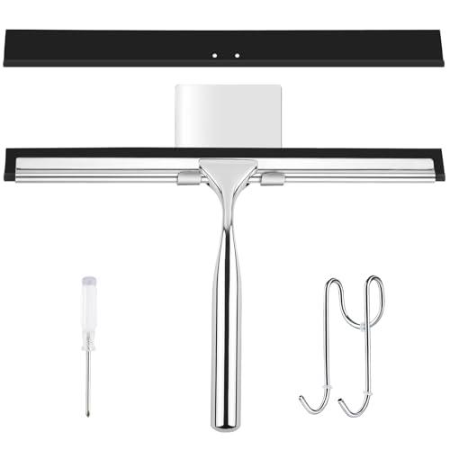 WUFANC Tergivetro Doccia 25cm in Acciaio Inox con Gancio e Lame in Silicone