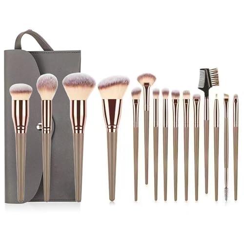 YPYMOD 15 Pezzi Set Pennelli Make up, Pennelli Trucco Professionale con Trousse in Pelle PU, Adatti per il Fondotinta Misto, Correttore, Blush, Ombretto, Contouring