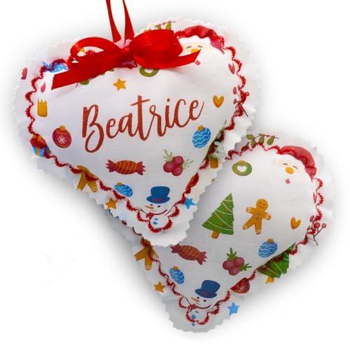 Crociedelizie, Pallina del Cuore Personalizzata per Natale, Fatta a Mano, Varie Colorazioni, Ideale per Regalo