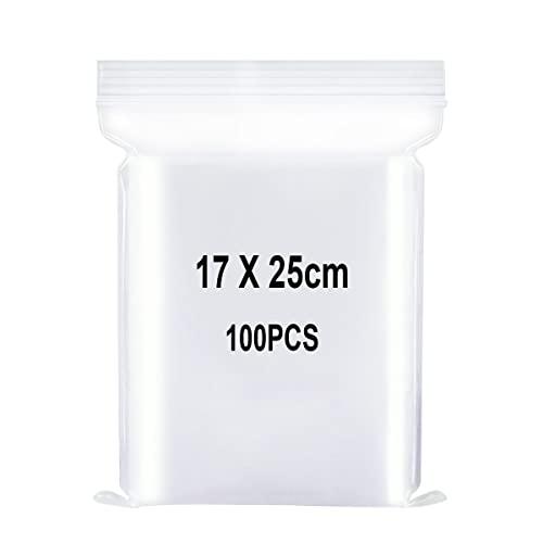 Sacchetti in Plastica Trasparente Richiudibili 17x25cm - 100 Pezzi
