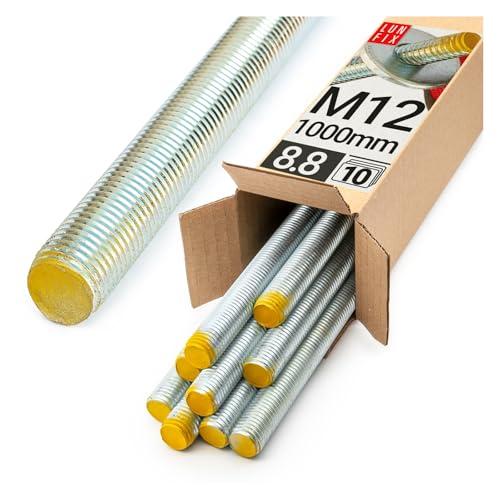 Barra Filettata M12x1000 mm - Set da 10 Pezzi in Acciaio 8.8 DIN 976