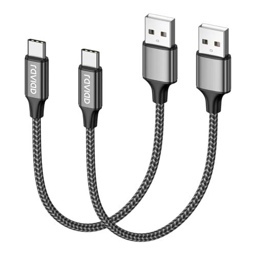 RAVIAD Cavo USB Tipo C Corto, 2 Pezzi, 0.5m, Nylon, Ricarica Rapida e Trasferimento Dati