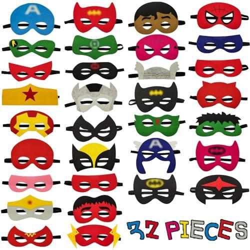 Goujfol Maschere Supereroi Bambini - 32 Pezzi di Divertimento per Feste e Cosplay