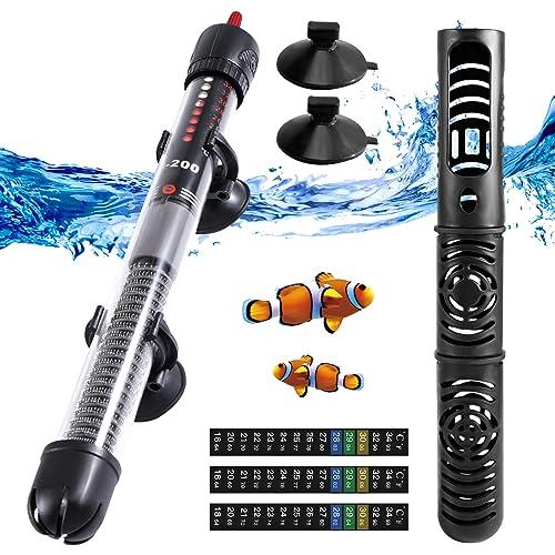 Riscaldatore Acquario 100w 100-120L con Ventose, Temperatura Regolabile Riscaldatore Acquario Tartarughe D'acqua con Coperchio di Protezione, Termoriscaldatore Acquario con Adesivi di Temperatura