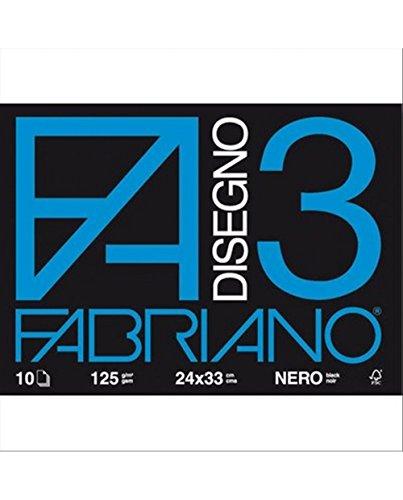 Fabriano Disegno 3 - Blocco per Disegno - Nero - 24x33 cm - 125 g/mq - 10 Fogli