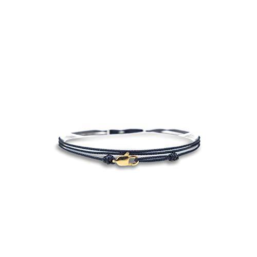 Bracciale Sottile Oro Blu con Chiusura a Clip - Fatto a Mano, Impermeabile e Regolabile