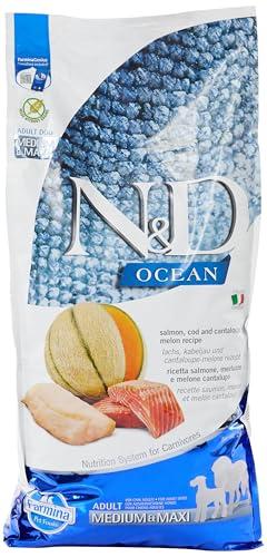 Farmina N&D Ocean Grain Free Adult Medium & Maxi Salmon, Cod & Cantaloupe Melon 12 kg