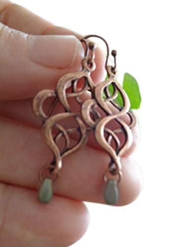 Orecchini Nodo Celtico in Rame e Perla di Vetro Giapponese