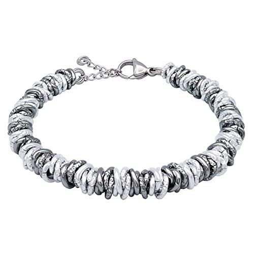 Bracciale Donna Regolabile Nodini Anellini Lucido Diamantato Acciaio Alluminio ParticolarModa
