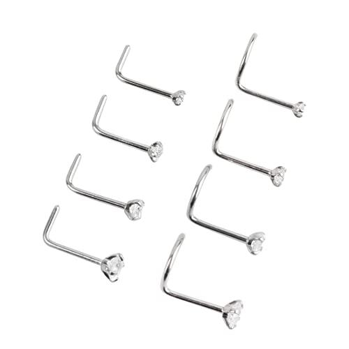 Liuxn 20 Gauge Set di Anelli per Naso Curvi in Acciaio Inox con Zirconia Cubica