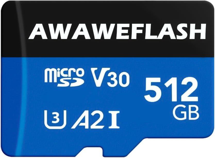 Scheda di Memoria Micro SD 512GB con Adattatore SD, Alta Velocità