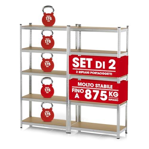 EASYmaxx Set di 2 Scaffali per Carichi Pesanti 180x90x40cm