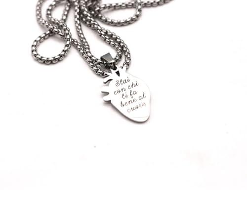 Collana in Acciaio con Ciondolo Cuore Anatomico Personalizzabile Argento