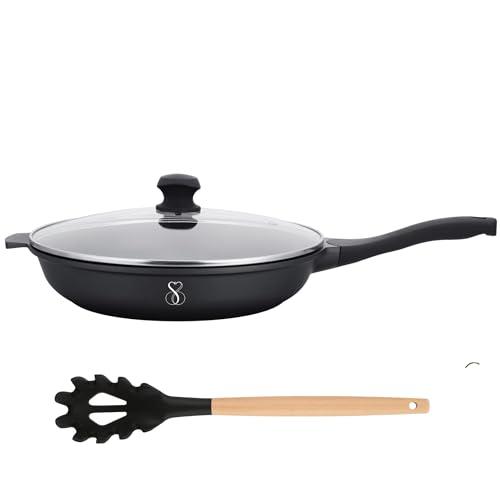 Stone&Stone Padella Antiaderente 32 cm con Coperchio e Mestolo