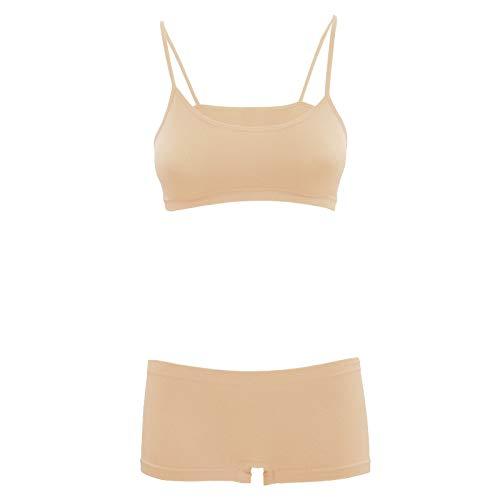Toocool - Completo Intimo Bambina Danza Brassiere Reggiseno Pantaloncini LO-TZ078 Beige