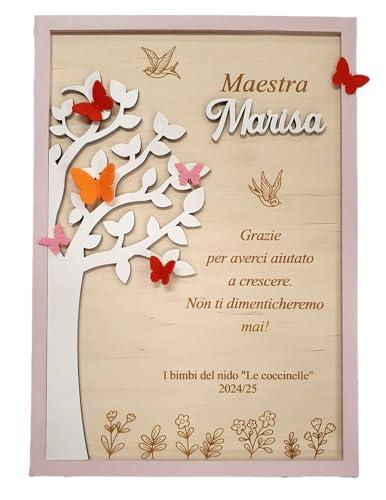 Quadro di Ringraziamento Personalizzato per Maestra/o - Albero della Vita e Farfalle