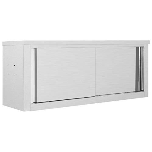 vidaXL Armadio da Cucina con Ante Scorrevoli in Acciaio Inox 120x40x50 cm