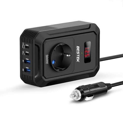 BESTEK Inverter 200W 12V a 220V/230V/240V Onda Pura con USB-C 65W e 30W, USB-QC 18W