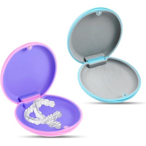 Porta Apparecchio Denti - Custodia Protettiva per Bite Dentale, Contenitore Ortodontico (Rosa e Blu)