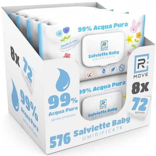 R MOVE 576 Salviette Neonato Umidificate Acqua Pura 99%