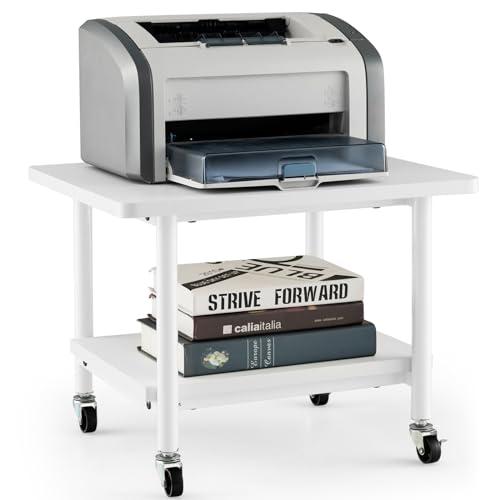 COSTWAY Supporto per Stampante con Ruote, Carrello a 2 Ripiani
