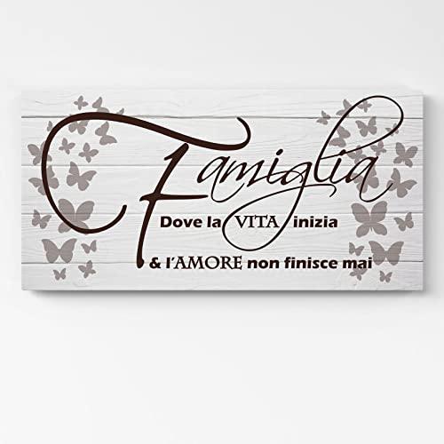 Quadro Decorativo Famiglia Shabby Chic su Tela - 80x40 cm