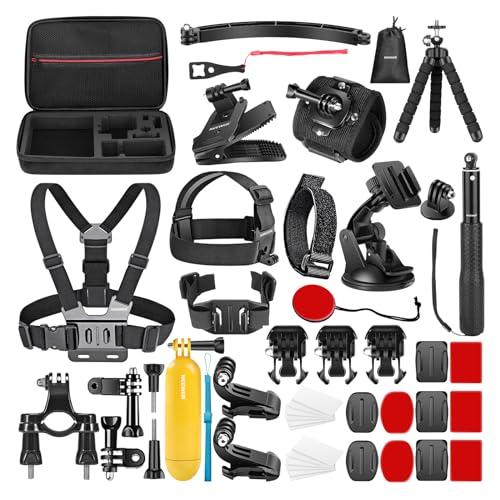 NEEWER Kit di Accessori per Action Cam 50 in 1 Compatibile con GoPro Hero 12 11 10 9 DJI OSMO 4 3 2 Insta360 X3 X2 GO 3 SJCAM DBPOWER HEAD VicTsing APEMAN WiMiUS QUMOX Lightdow Campark Sony Sports DV