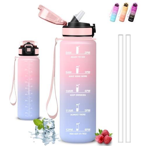 Borraccia Motivazionale da 1 Litro con Cannuccia e Slogan