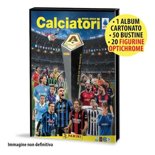 Calciatori Panini 2026-2027 Premium Box [Album Cartonato + 50 Bustine + 20 Figurine Optichrome]