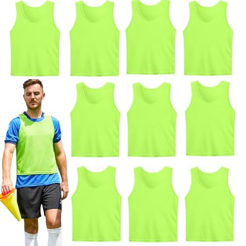 10 pezzi verde Pettorine da Allanamento Bavaglini da Calcio,Pettorali per adulto,70*62cm,per squadre di calcio e basket,Nessun logo,pettorale di gioco di squadra,Altezza consigliata:170-200cm