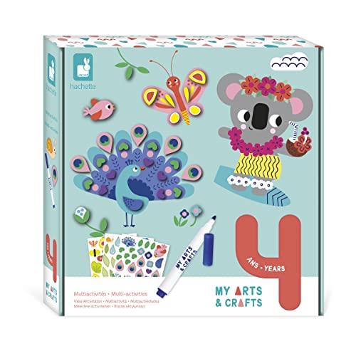 Janod - My Arts & Crafts - 4 Anni - Cofanetto Creativo Multiattività - 9 Illustrazioni - Kit Attività Creative Bambini - Abilità Fino-Motorie e Concentrazione - J07747