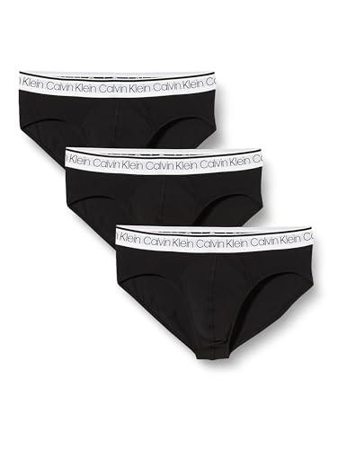 Calvin Klein Hip Brief 3pk Surge Uomo, Black W/ White Wb, L [Amazon Exclusive]