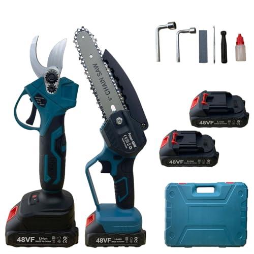 Set da Potatura a Batteria 081 Store: Forbici e Motosega 48V con Doppia Batteria e Valigetta