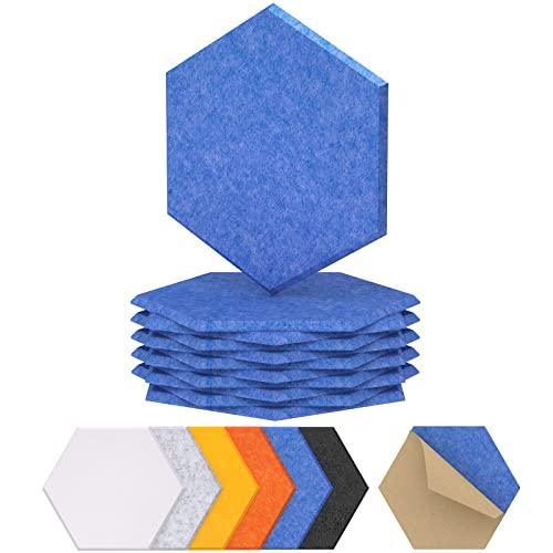 TONOR 12 Pezzi Pannelli Fonoassorbenti Adesivi, 30 X 26 X 1cm Pannelli Acustici Ad Alta Densità, Pannello Fonoassorbente Esagonale, Insonorizzazione Stanza Per Studio, Camera Da Letto, Blu