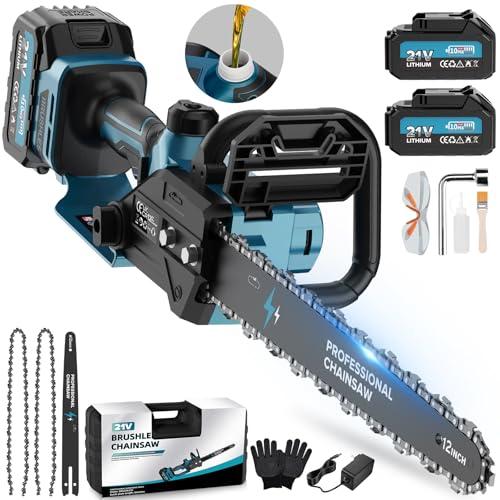 Motosega a Batteria RINOXAR 1800W con Doppia Batteria 12000mAh e Barra da 30cm