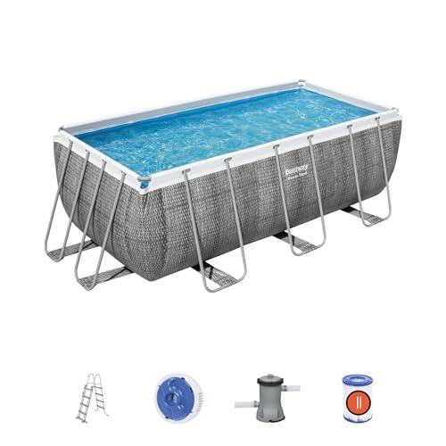 Bestway 56722-3 Set Piscina Fuori Terra Power Steel Rettangolare da 412x201x122 cm