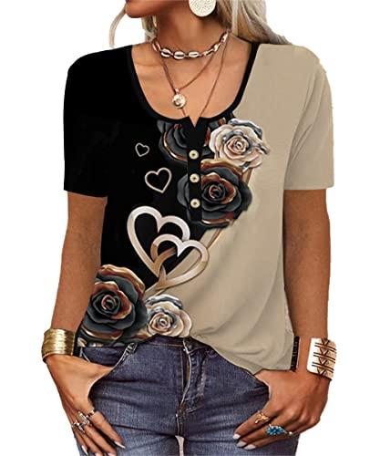 T-Shirt Donna Scollo a V Manica Lunga Stampata - GRMLRPT