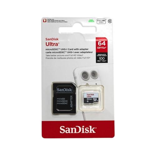 SanDisk Ultra microSDXC 64GB con Adattatore SD - 100MB/s, Classe 10, UHS-I (Confezione Tablet)