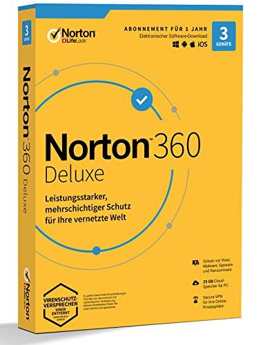 Norton 360 Deluxe 25GB - Protezione Completa per 3 Dispositivi per 1 Anno