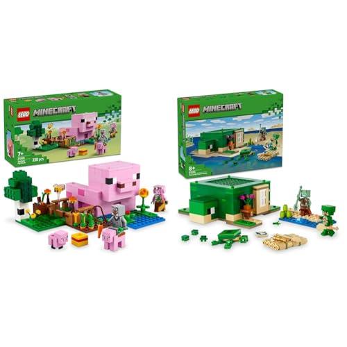 LEGO Minecraft La Casa del Baby Porcellino e La Casa della Spiaggia della Tartaruga: Un'Avventura Combinata!