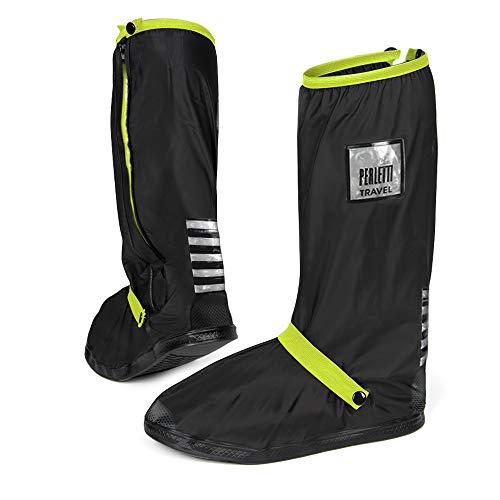PERLETTI Copriscarpe Impermeabili Alti Neri - Verde Lime