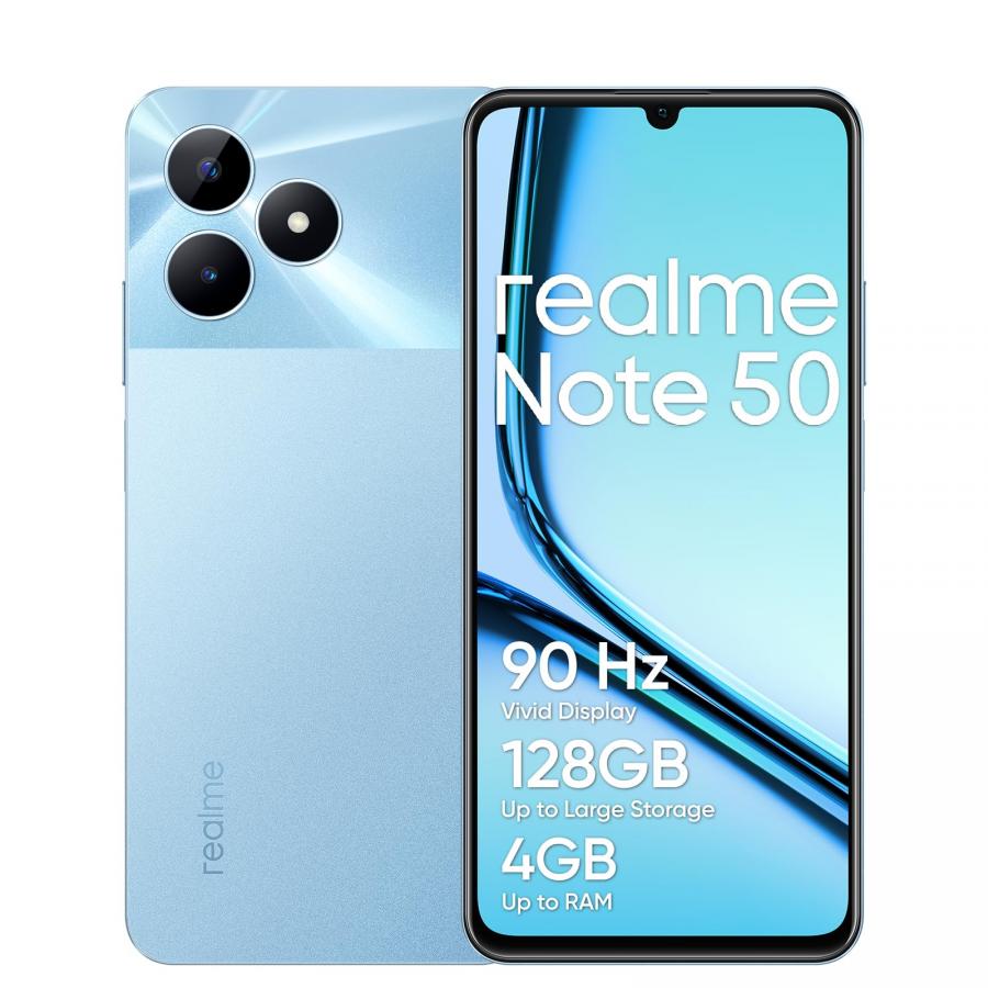 realme Note 50 Smartphone 4+128GB, Display da 90 Hz, Fino a 8GB di RAM dinamica + 128GB di ROM, Fotocamera AI da 13MP, Corpo sottile 7,99mm, Batteria di lunga durata da 5.000mAh, blue