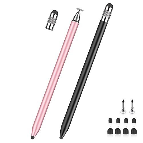 Penna per Tablet MEKO 3 in 1 Penna pour iPad/iPhone/Samsung/Android/IOS, Penna Touch Tablette ad Alta Sensibilità e Precisione con 10 Punte di Ricambio (Nero + Oro Rosa)