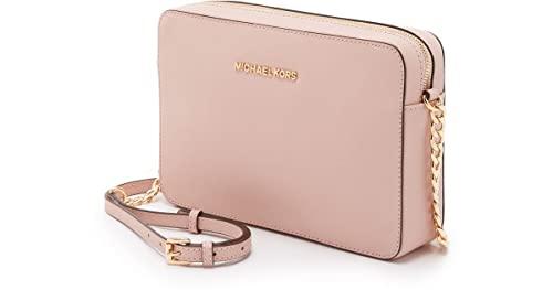 Michael Kors Jet Set Powder Blush Pink Leather Crossbody Borsa